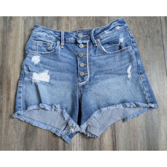 Good American Bombshell Exposed Button Fly High Rise Distressed Denim 0 25 - Picture 1 of 6